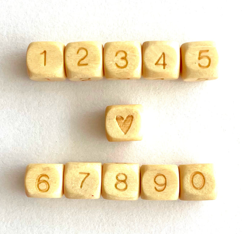 Wooden number beads made of FSC wood