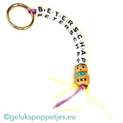Get well soon keychain with wooden lucky charm