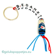 Thank you keychain with lucky postman doll