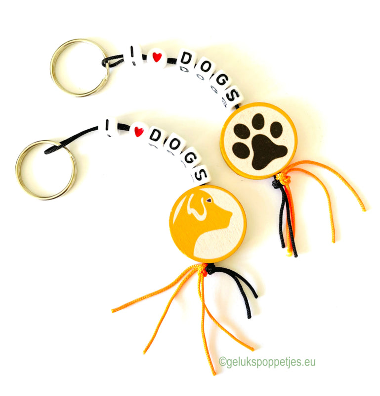 Keychain I love dogs with lucky charm dog