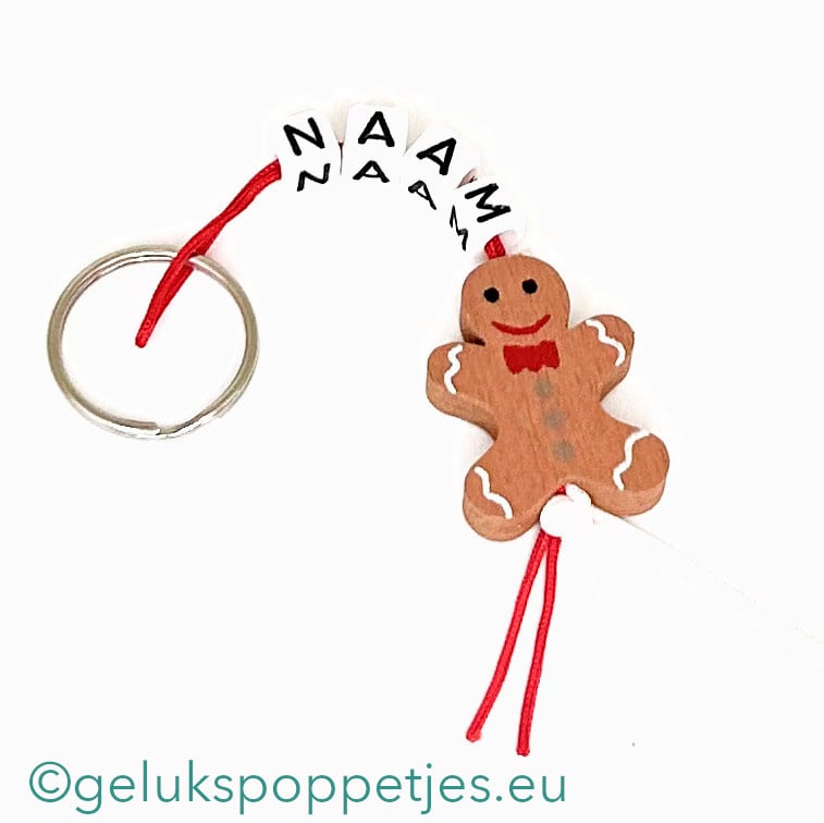Name keychain with lucky gingerbread doll