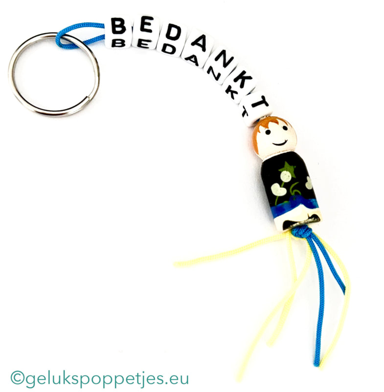 Thank you keychain with lucky musician doll