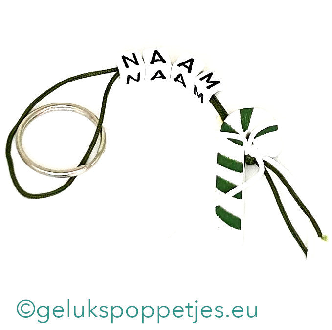 Name keychain with lucky candy cane