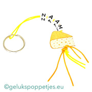 Name keychain with lucky cheese doll