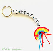 Keychain I wish you with lucky rainbow doll