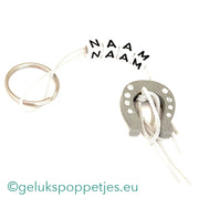 Name keychain with horseshoe lucky charm