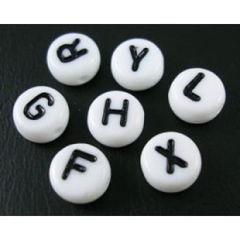 White round letter beads