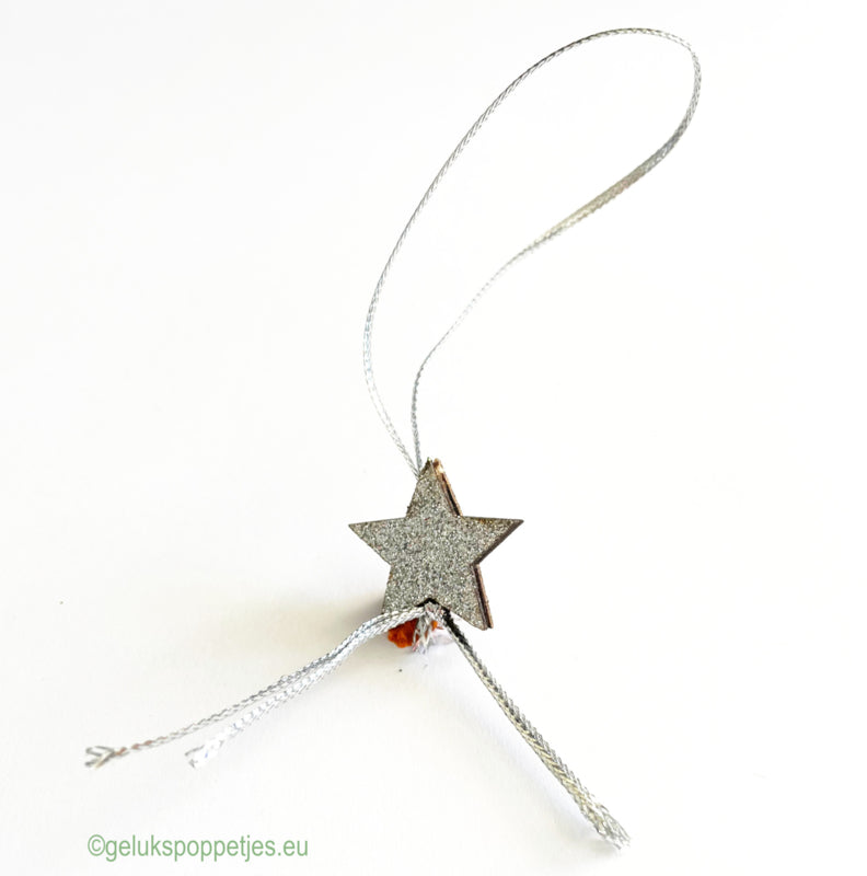 Lucky doll silver glitter star