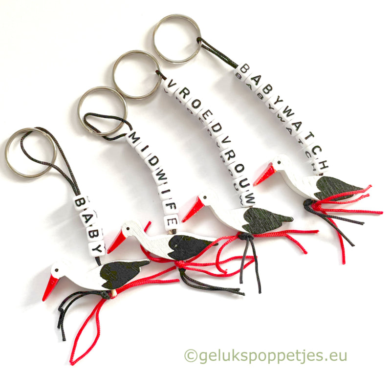 Baby keychain with lucky stork doll
