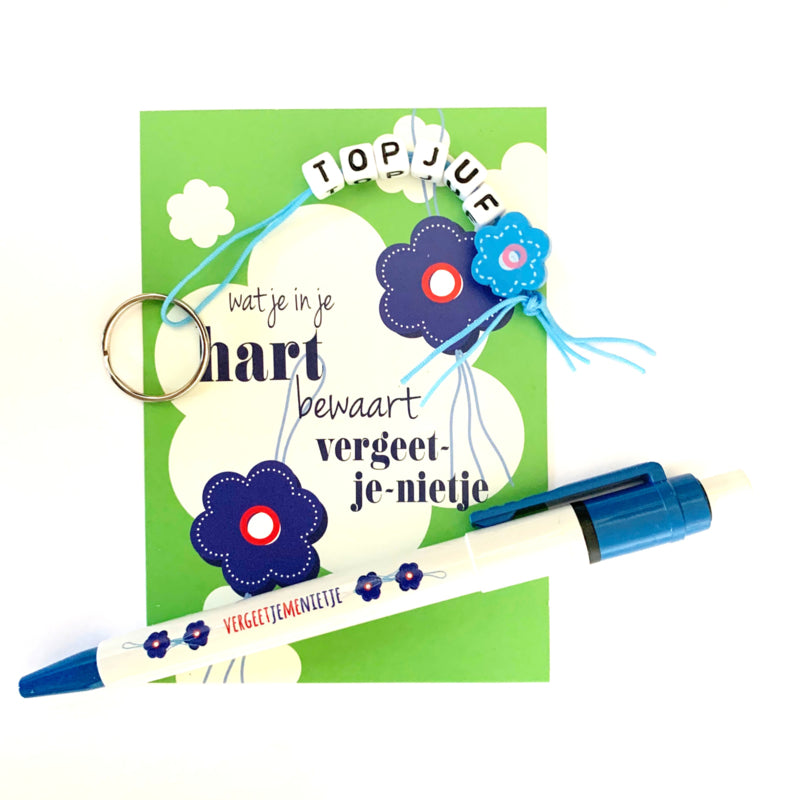 Keychain with thank you and lucky forget-me-not doll