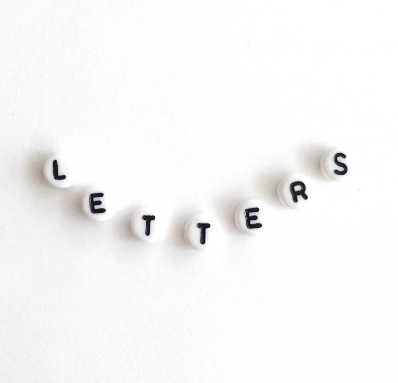 White round letter beads