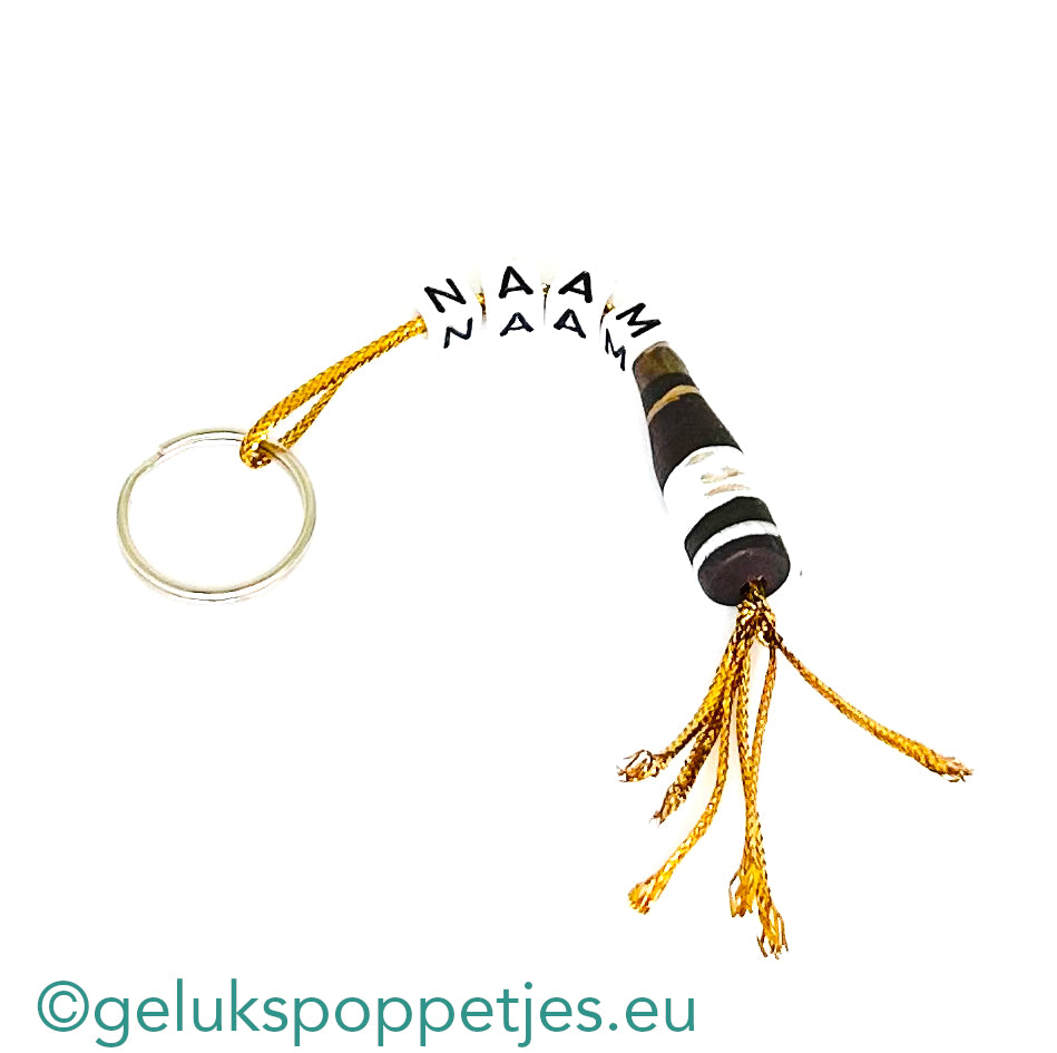 Name keychain with lucky charm wine bottle