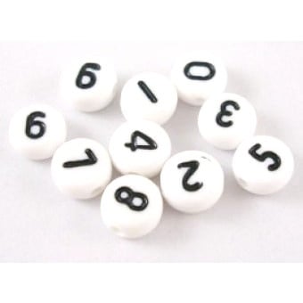 White round number beads