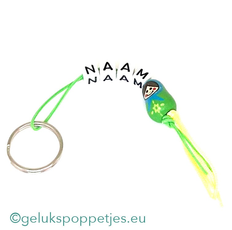 Name keychain with lucky matryoshka doll