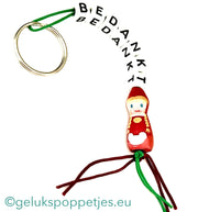 Thank you keychain with lucky Little Red Riding Hood doll