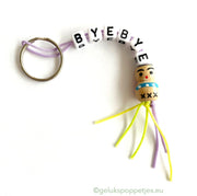 Byebye keychain with wooden lucky charm