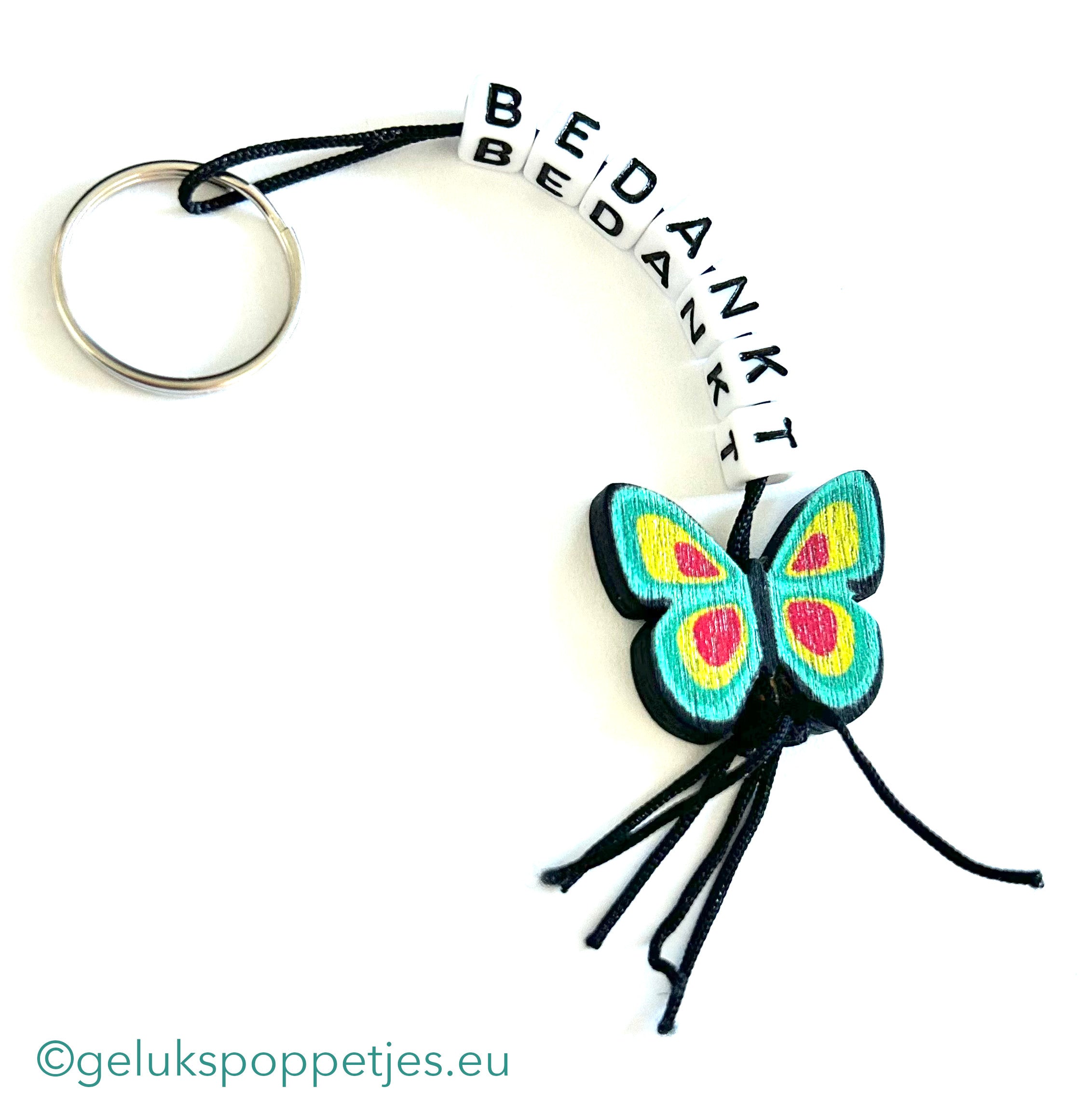 Thank you key ring with lucky butterfly Elsje