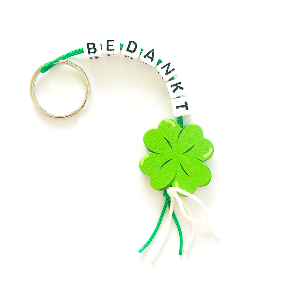 Thank you keychain with lucky clover doll