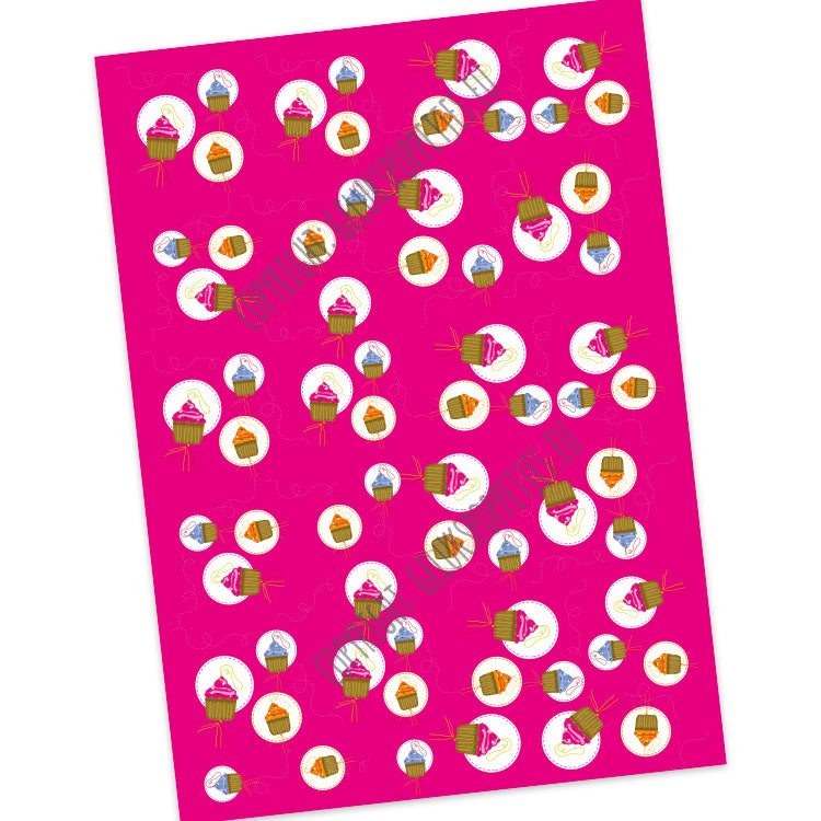 Lucky dolls wrapping paper cupcake