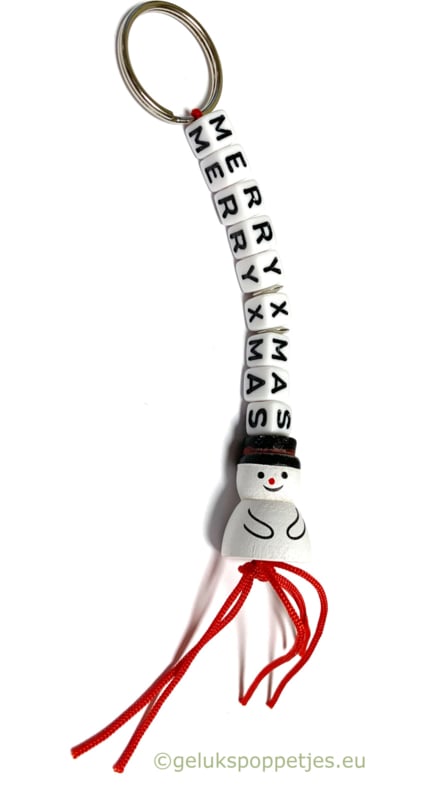 Merry Christmas keychain with lucky snowman