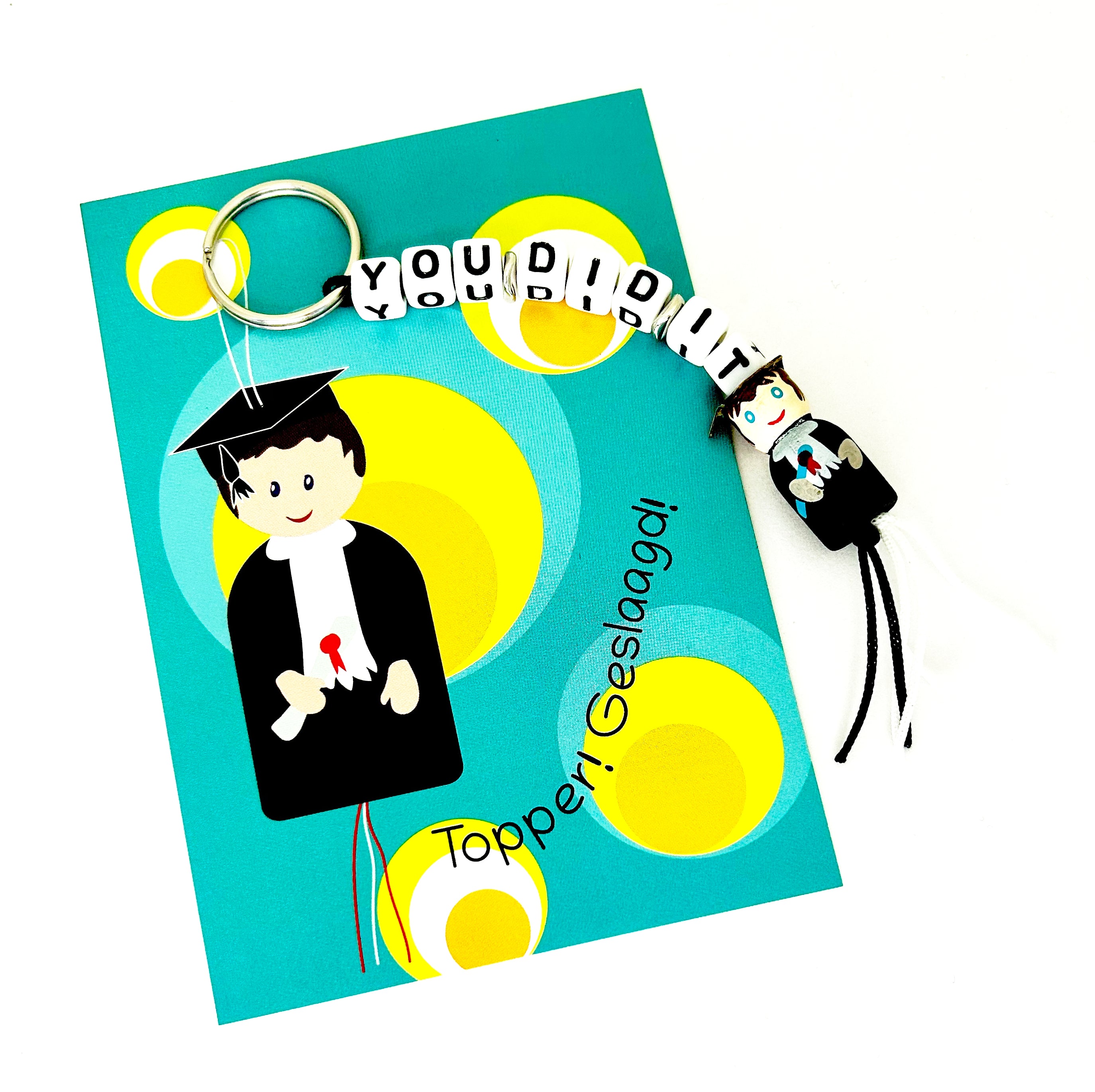 You did it keychain with lucky doll professor