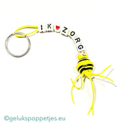 Keychain I care with lucky bee doll
