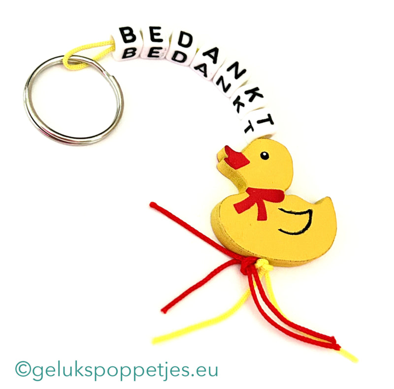 Thank you keychain with lucky duck