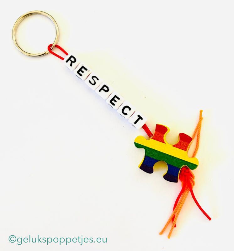 Keychain respect with lucky charm puzzle piece