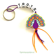 Pride keychain with lucky peacock doll
