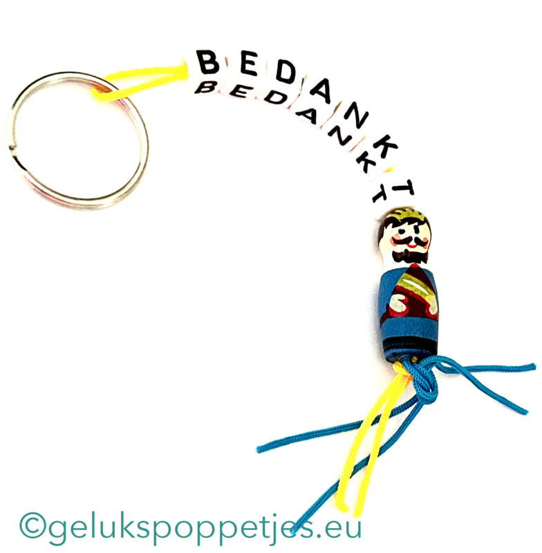 Thank you keychain with lucky king doll