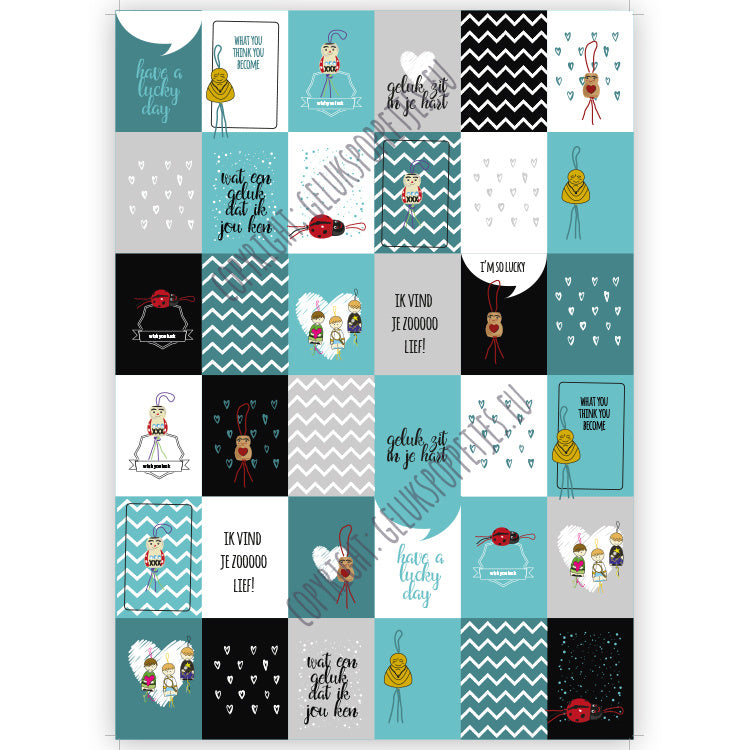 Lucky doll wrapping paper checked