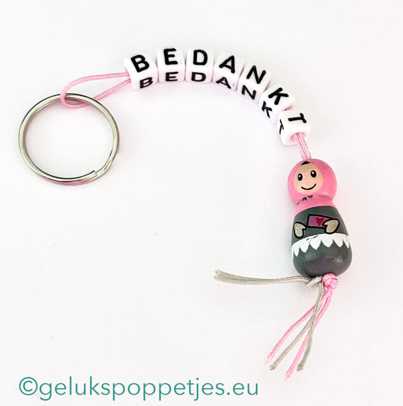 Thank you keychain with Muslim woman figure