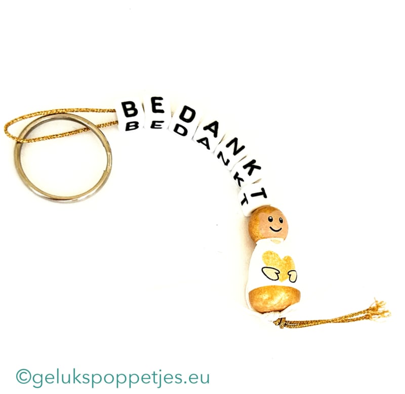 Thank you keychain with lucky charm golden angel