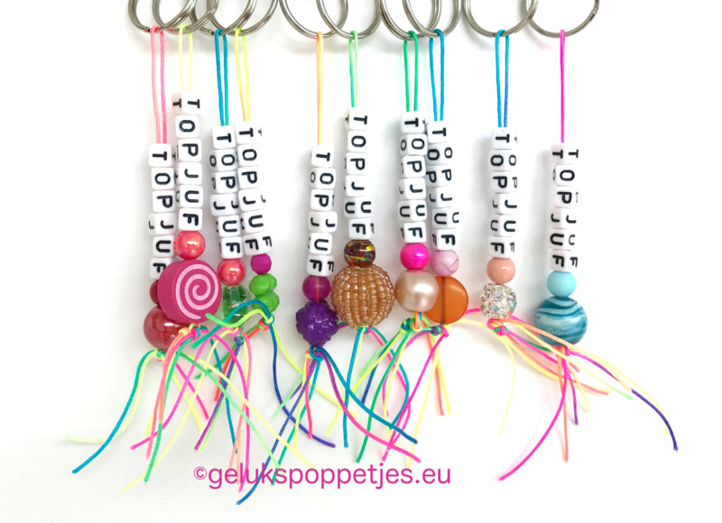 Keyring top teacher made of handmade lucky dolls