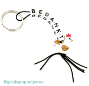 Thank you keychain with lucky chicken doll