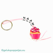 Name keychain with lucky cupcake pink