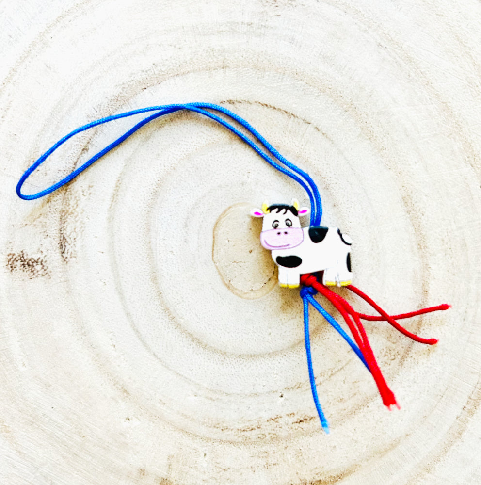 Personalized keychain with cow lucky charm