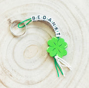 Thank you keychain with lucky clover doll